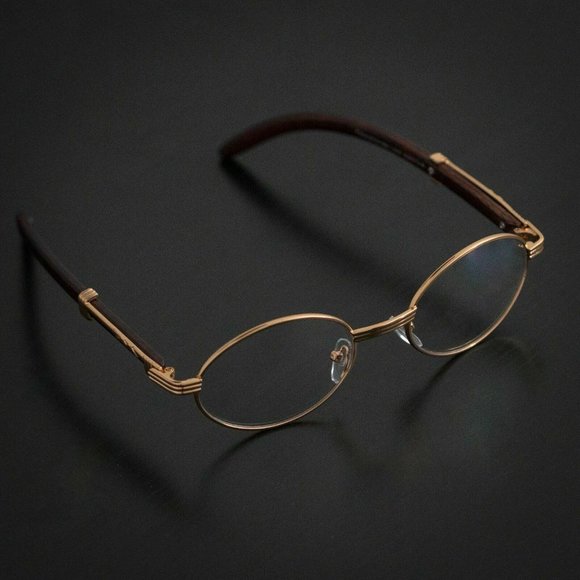 Men's Hip Hop Clear Lens Vintage Oval Gold Frame R - Picture 2 of 4